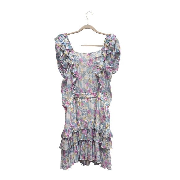 LoveShackFancy Ivoire Mini Dress Floral Boho Cottagecore Coquette Garden Blue XL - Picture 11 of 15